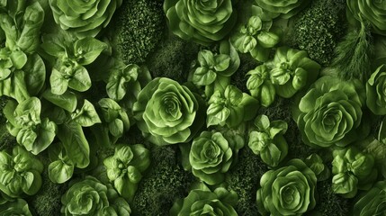 Poster - Lettuce, dill, and basil are beautifully arranged together on a textured surface, highlighting the freshness and variety of greens. Generative AI