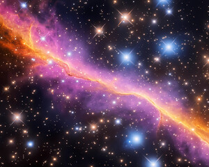 Wall Mural - Stellar Stream with a Flowing Ribbon of Cerise: Cosmic Beauty
