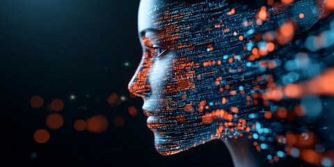 Poster - A conceptual artwork illustrating a human eye merging with digital flow and lights, capturing the essence of digital vision and perception in a tech-driven world.