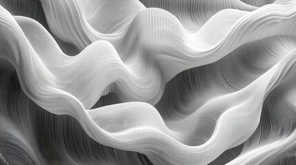 Poster - Abstract Wave Patterns in Soft Gray Tones