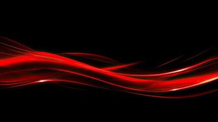 Poster - Red Flowing Waves on Black Background