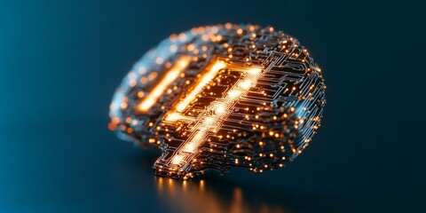 Poster - This image features a digital representation of a brain with glowing circuitry, symbolizing advanced technology and artificial intelligence concepts.