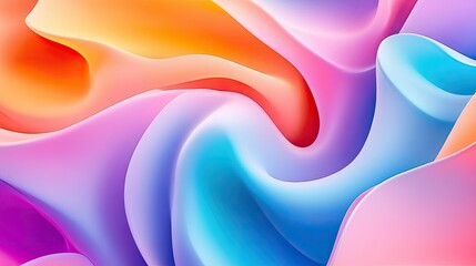 Poster - Colorful Abstract Waves in Soft Pastel Hues