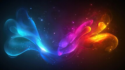 Poster - Colorful Abstract Waves on Dark Background