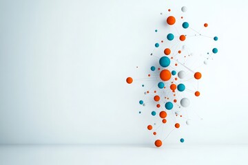 Poster - Geometric network design with colorful interconnected dots, representing the complexity of technological networks and digital communication through artistic forms.