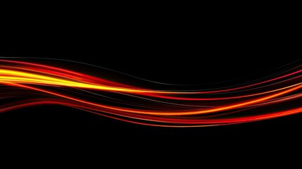 Fototapete - Abstract Flow of Red and Yellow Light on Black Background