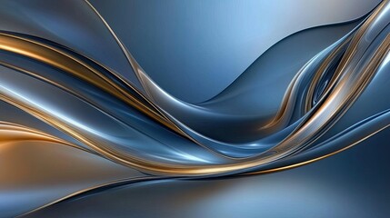 Poster - Elegant Blue and Gold Abstract Waves Design