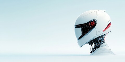 Poster - A futuristic white robotic profile featuring red accents, showcasing cutting-edge technological design and the concept of modern robotic aesthetics.
