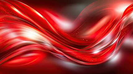 Poster - Flowing Red Waves in Abstract Background