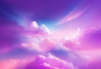 Wall Mural - a vibrant and dreamy sky with soft, fluffy clouds bathed in shades of pink, purple, and blue.