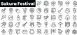 © Purlo Hop - Set of outline sakura festival icons. Minimalist thin linear web icon set. vector illustration.