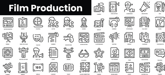 Poster - Set of outline film production icons. Minimalist thin linear web icon set. vector illustration.