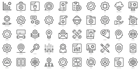 Set of thin line setup and settings Icons. Vector illustration