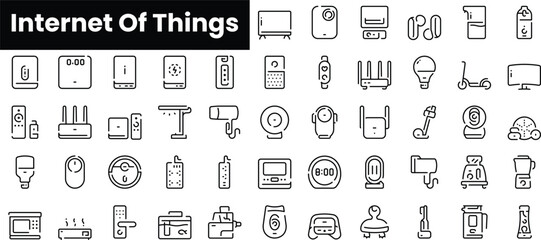 Poster - Set of outline internet of things icons. Minimalist thin linear web icon set. vector illustration.