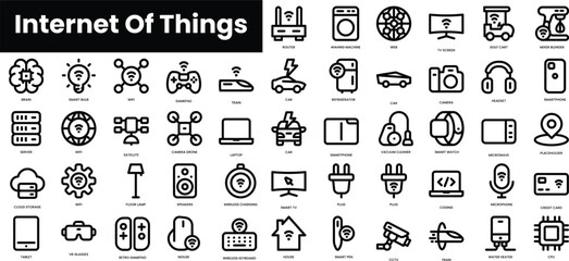 Poster - Set of outline internet of things icons. Minimalist thin linear web icon set. vector illustration.