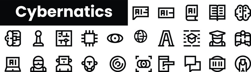 Poster - Set of outline cybernatics icons. Minimalist thin linear web icon set. vector illustration.