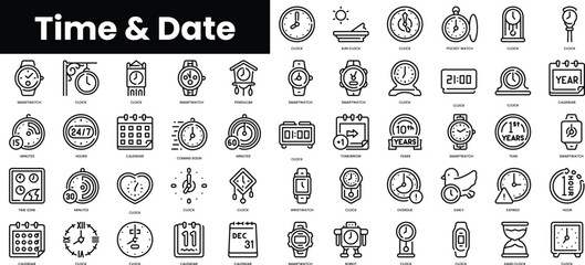 Poster - Set of outline time and date icons. Minimalist thin linear web icon set. vector illustration.