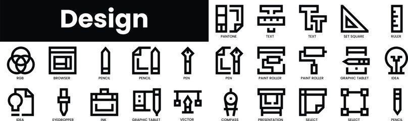 Poster - Set of outline design icons. Minimalist thin linear web icon set. vector illustration.