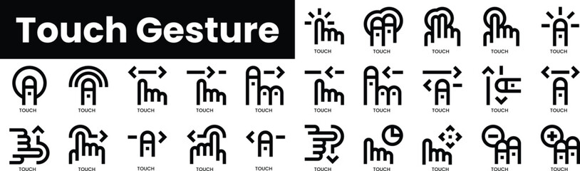 Poster - Set of outline touch gesture icons. Minimalist thin linear web icon set. vector illustration.