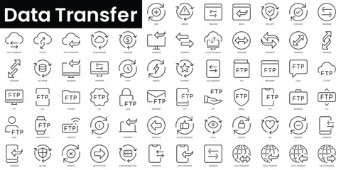 Poster - Set of outline data transfer icons. Minimalist thin linear web icon set. vector illustration.