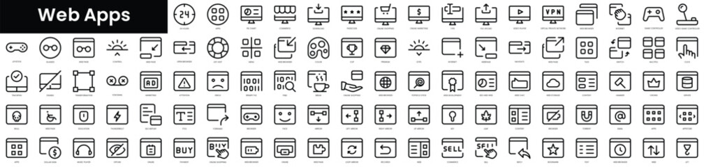 Poster - set of outline web apps icons. minimalist thin linear web icon set. vector illustration.