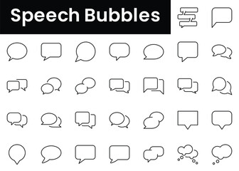 Poster - Set of outline speech bubbles icons. Minimalist thin linear web icon set. vector illustration.