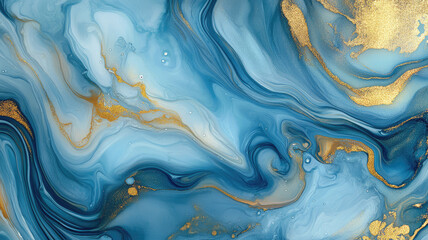 Wall Mural - swirl of blue gold marble abstract background, liquid marble design abstract, light blue azure tones with golden, paint marble texture. alcohol ink colors. detailed and intricate image