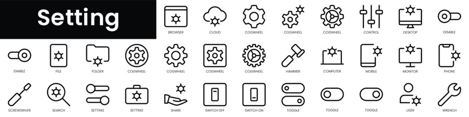 Poster - Set of outline ting icons. Minimalist thin linear web icon set. vector illustration.