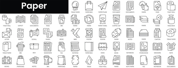 Poster - Set of outline paper icons. Minimalist thin linear web icon set. vector illustration.