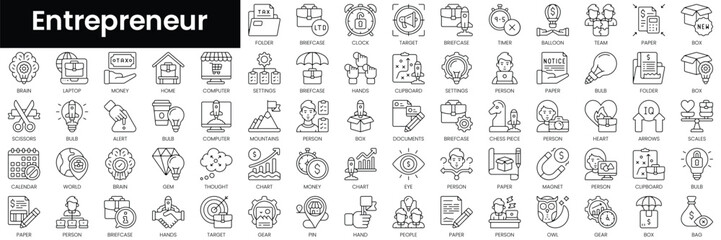 Poster - set of outline entrepreneur icons. minimalist thin linear web icon set. vector illustration.
