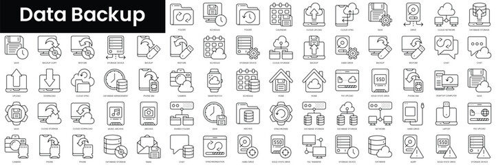 Poster - Set of outline data backup icons. Minimalist thin linear web icon set. vector illustration.