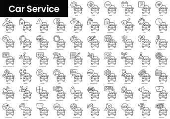 Poster - Set of outline car service icons. Minimalist thin linear web icon set. vector illustration.