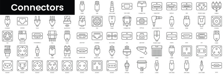 Poster - Set of outline connectors icons. Minimalist thin linear web icon set. vector illustration.
