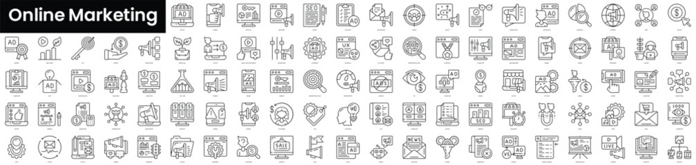 Poster - Set of outline online marketing icons. Minimalist thin linear web icon set. vector illustration.