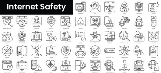 Poster - Set of outline internet safety icons. Minimalist thin linear web icon set. vector illustration.