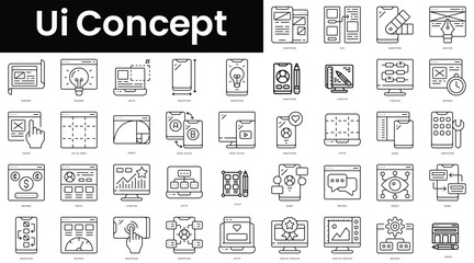 Poster - Set of outline ui concept icons. Minimalist thin linear web icon set. vector illustration.