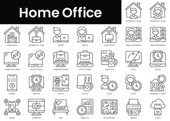 Poster - Set of outline home office icons. Minimalist thin linear web icon set. vector illustration.