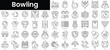 © Purlo Hop - Set of outline bowling icons. Minimalist thin linear web icon set. vector illustration.