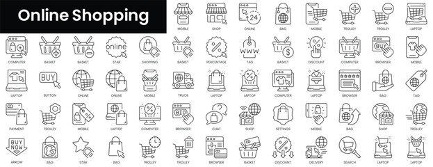 Poster - Set of outline online shopping icons. Minimalist thin linear web icon set. vector illustration.