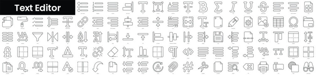 Poster - Set of outline text editor icons. Minimalist thin linear web icons bundle. vector illustration.