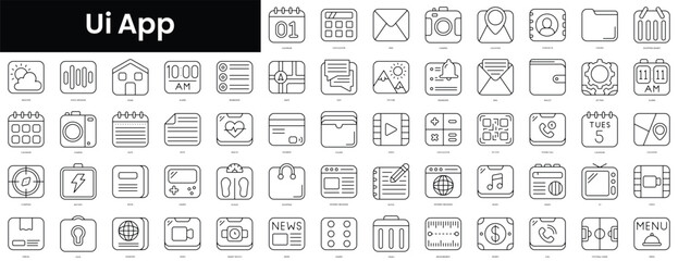 Poster - set of outline ui app icons. minimalist thin linear web icons bundle. vector illustration.