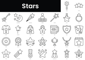 Poster - Set of outline stars icons. Minimalist thin linear web icons bundle. vector illustration.