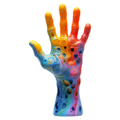 Wall Mural - Colorful Artistic Hand Sculpture On Transparent Background