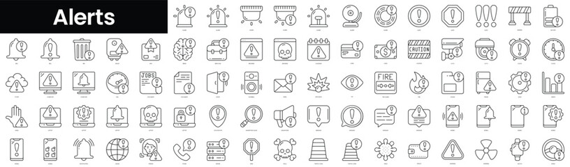 Poster - Set of outline alerts icons. Minimalist thin linear web icons bundle. vector illustration.