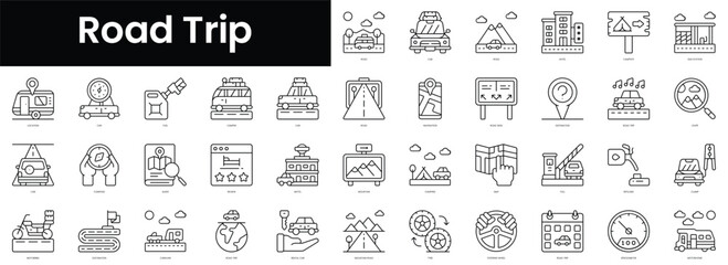 Poster - Set of outline road trip icons. Minimalist thin linear web icon set. vector illustration.