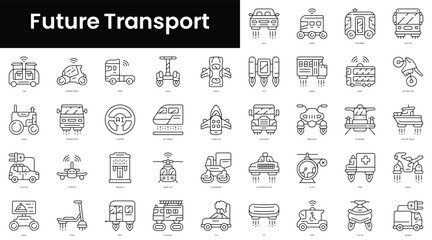 Poster - Set of outline future transport icons. Minimalist thin linear web icon set. vector illustration.
