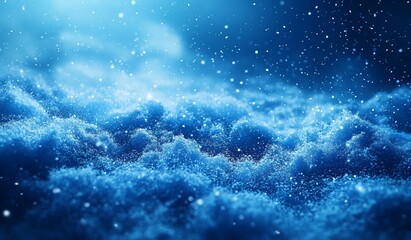 Abstract Blue Winter Snowfall Background