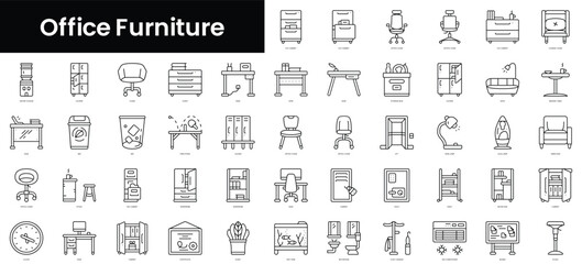 Fototapete - Set of outline office furniture icons. Minimalist thin linear web icon set. vector illustration.