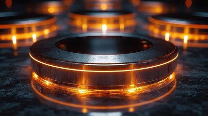 Poster - Illuminated Metal Platform with Orange Glow