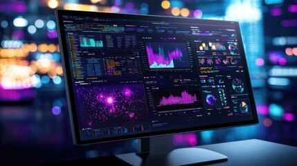 Fototapete - Ai-driven data analysis unveiling insights from large datasets on computer screen